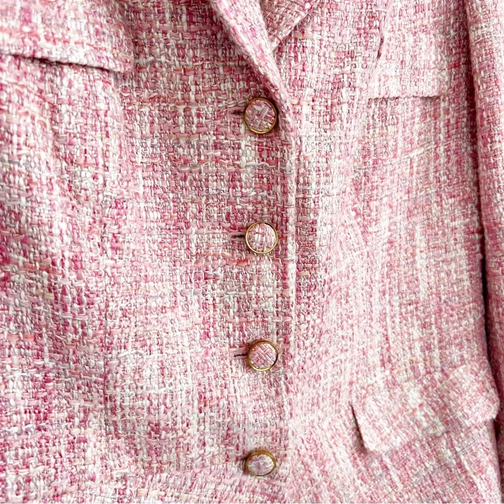 Royal Regency Empress Donna Handmade Pink Tweed Blazer Jacket - Picture 5 of 9